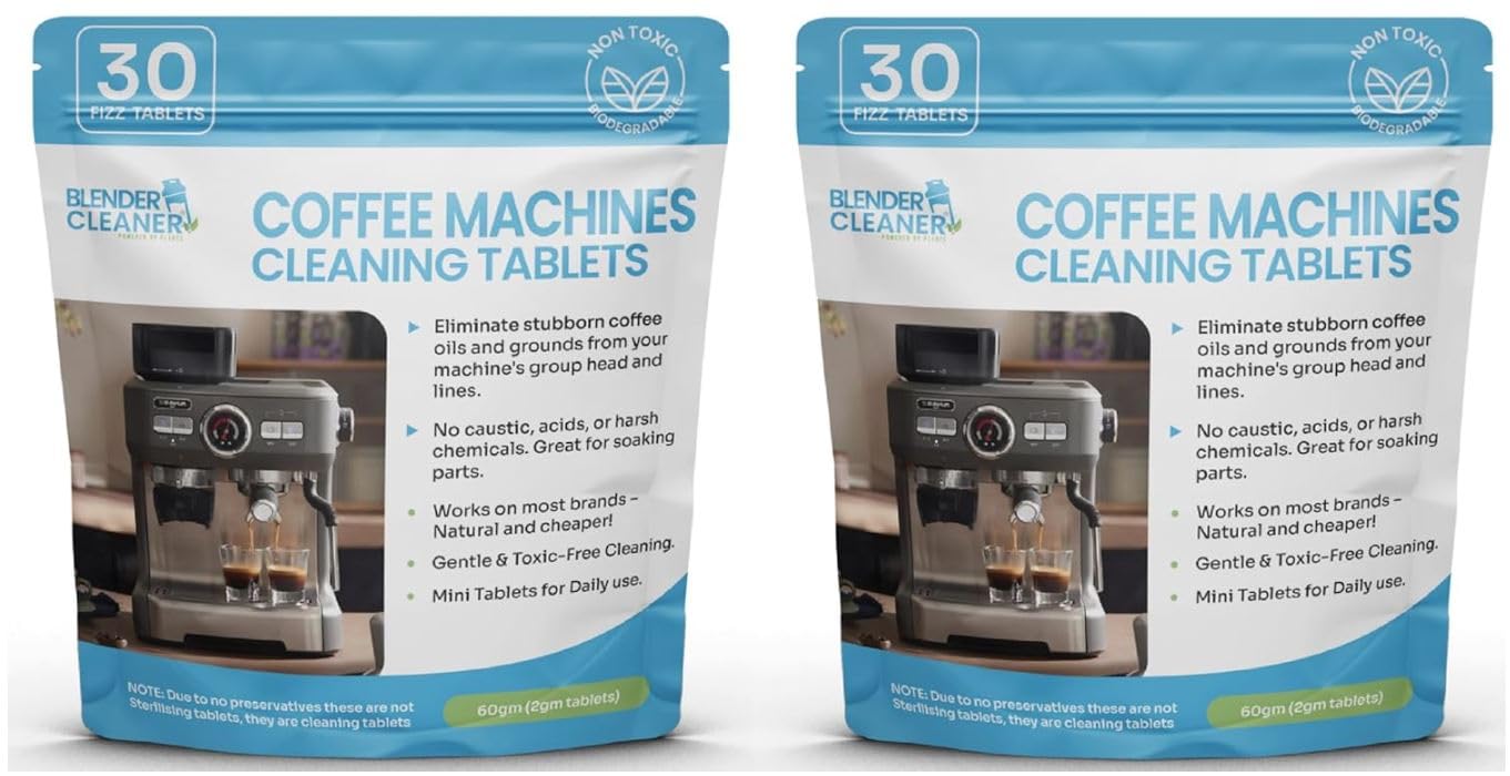 Miles Kay Eco Espresso Machine Cleaning Tablets (2 x Pack – 60 Tablets) For Breville, Jura, Delongi, and Universal Coffee Brands – Professional Coffee Grease/Residue Cleaner for Baristas