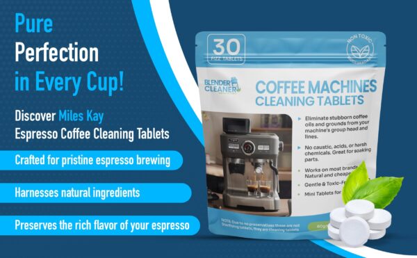 Espresso Coffee Cleaning Tablets (30 Tablets / 1 Year supply) For Breville, Jura, Delongi, Miele, and Universal Brands - Grease and Residue Cleaner for Baristas - Miles Kay - Image 6